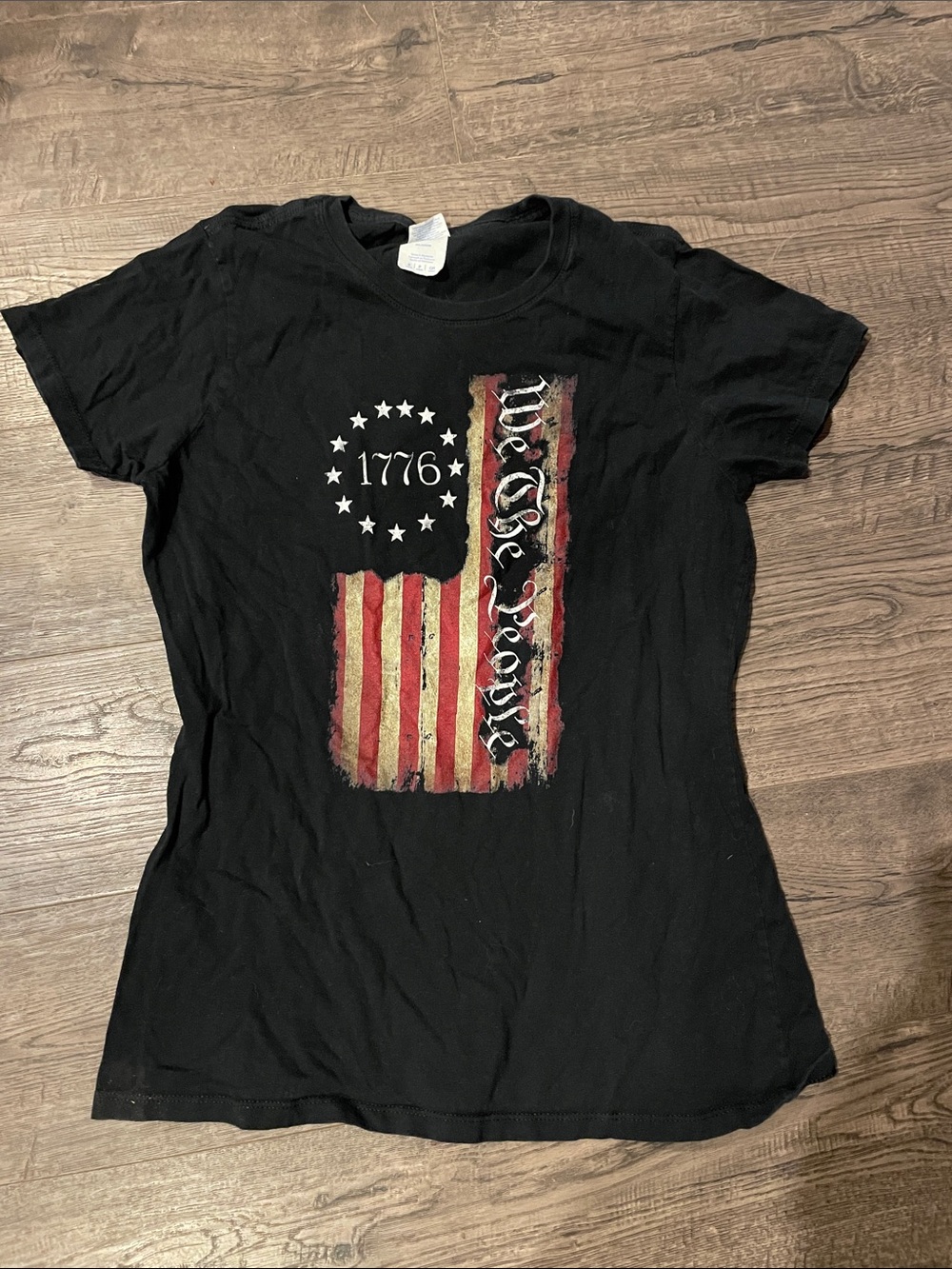 Port and Company Black Women's 'We the People' 1776 Graphic Tee
